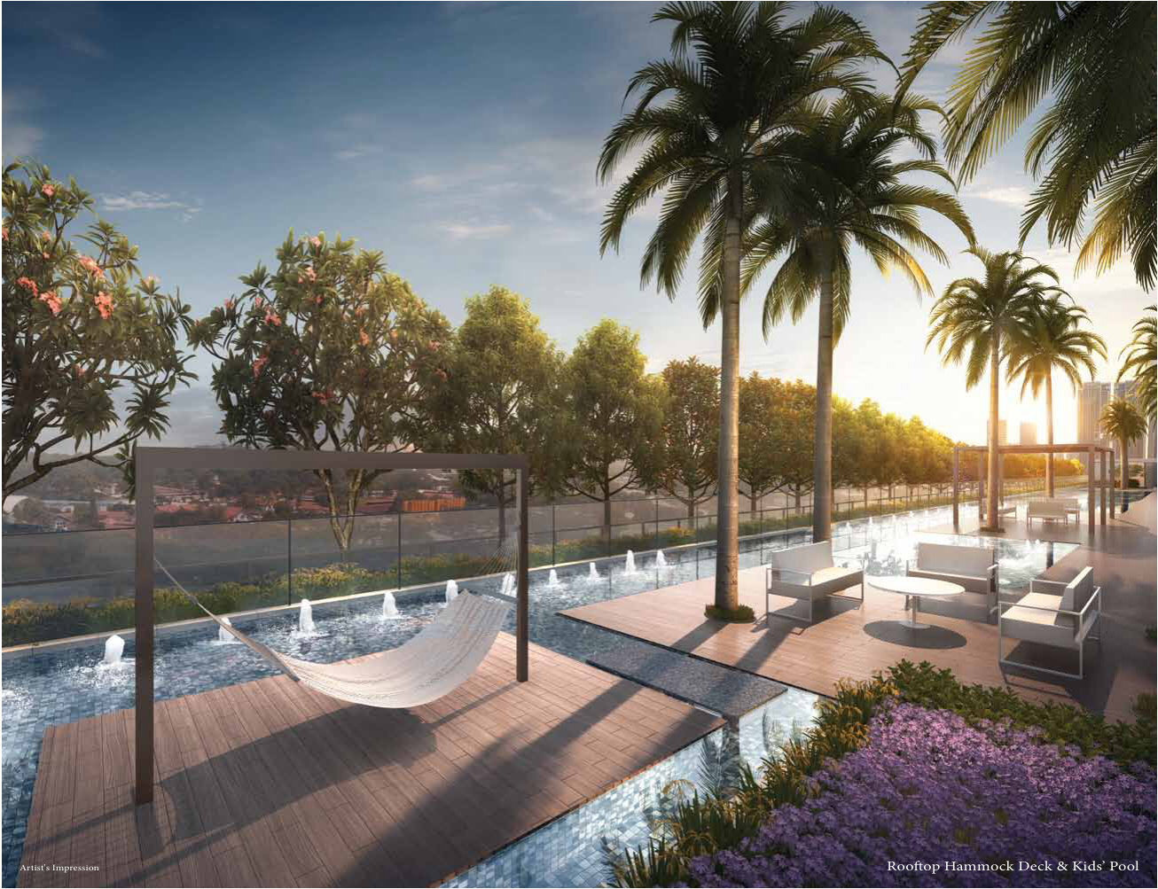Rooftop hammock deck and kids’ pool (artist’s impression)